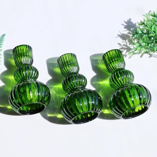 Woho 3pcs Green Taper Candle Holders, Candlestick Holders for Christmas - Image 2