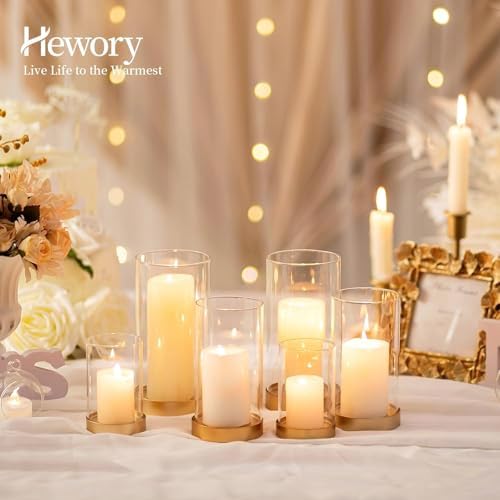 Hewory Hurricane Candle Holder for Pillar Candles: 12Pcs Gold Candle Holder - Image 4