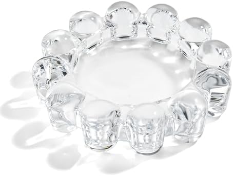 Chic Clear Glass Candle Dish, 1 Pack Modern Bubble Candle Holder for Small Candles and Diffusers, Decorative Home Decor Accessory by CABDM