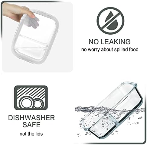 M MCIRCO 10 Pack,30 oz, 2 Compartments Glass Meal Prep Containers with Lids - Image 3