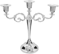 3-Arm Metal Candelabra Candle Holder Table Centerpiece, Silver by Viscacha