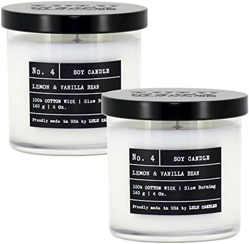 Lulu Candles | Lemon & Vanilla Bean | Luxury Scented Soy Jar Candle | Hand Poured in The USA | Highly Scented & Long Lasting (6 Oz. 2 Pack) by LULUCANDLES