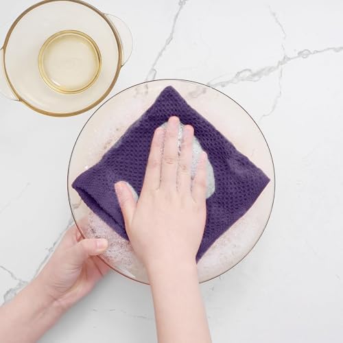 Homaxy 100% Cotton Waffle Weave Kitchen Dish Cloths 24-Pack, Eggplant - Image 4