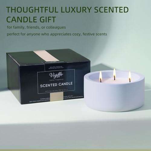 Viyffo Large 20oz Scented Candle - Citronella & Lavender, 3 Wick Non Toxic Soy Candles for Women, Matte Purple Ceramic Jar, Luxury Home Fragrance, Elegant Room Decor & Premium Birthday Gift - Image 6