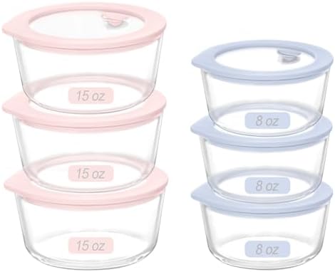 Glass Food Storage Containers with Lids, Plastic Free Semi-Tempered Glass Lids with Silicone Air Vent, Airtight & Leak-Proof Meal Prep Container Set, Oven, Microwave, Freezer & Dishwasher Safe by LiveaLifeEasierandGreener