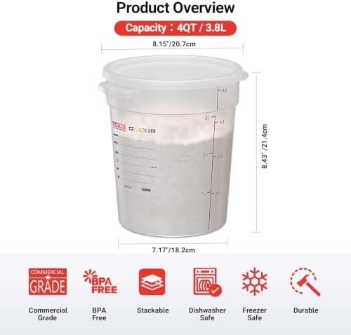 2QT & 4QT Commercial Round Food Storage Containers with Lids - Image 3