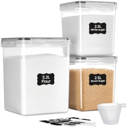 Vtopmart 3 PCS Flour and Sugar Storage Container Sets for Beginner Bakers by Vtopmart