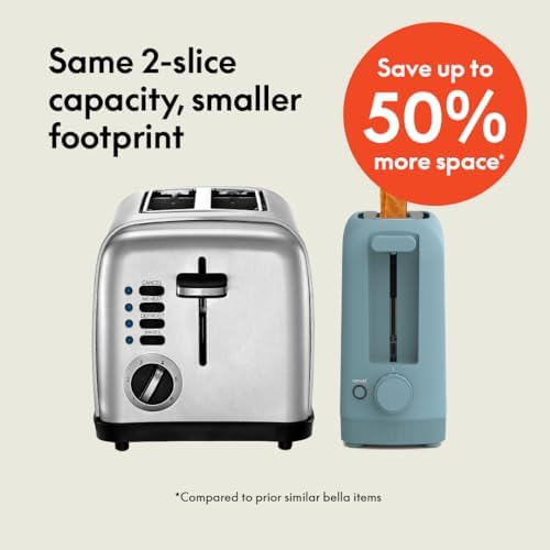 bella Fits-Anywhere™ 2-Slice Slim Toaster, Long Slot & Extra Wide, Surf - Image 2
