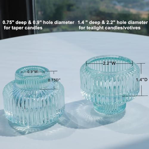 Woho Light Blue Candlestick Holders Set of 4 for Wedding Table Centerpiece - Image 6