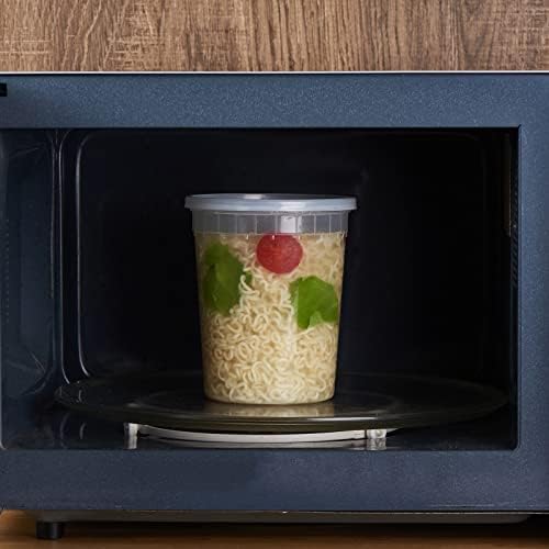 [32 oz. -24 Sets ] Plastic Deli Food Storage Soup Togo Containers With Airtight Lids Clear Disposable Takeout Quart Container Freezer Safe | Meal Prep | Stackable | Leakproof | BPA Free | Microwavable - Image 3