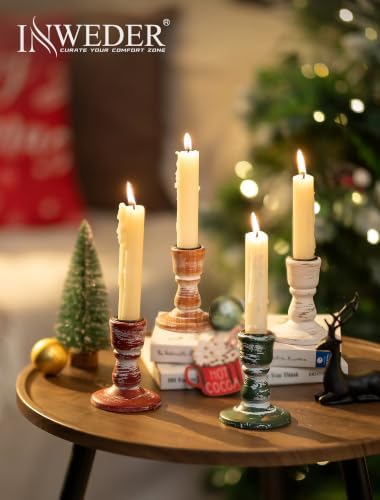 Wooden Candlestick Holders Rustic: Christmas Centerpieces Set of 4 - Image 5