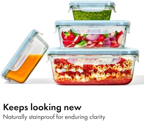 OXO Good Grips Smart Seal 12-Piece Glass Food Storage Container Set - Arctic Blue - Image 4