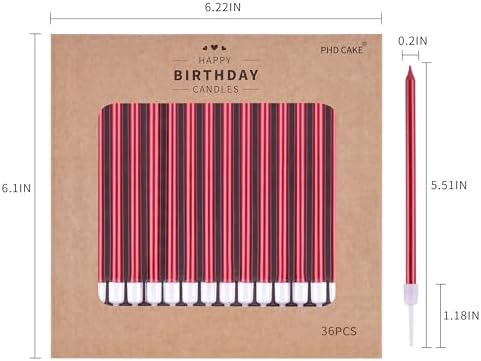 PHD CAKE 36-Count Red Long Thin Metallic Birthday Candles, Cake Candles, Birthday Parties, Wedding Decorations, Party Candles, Cake Decorations - Image 5