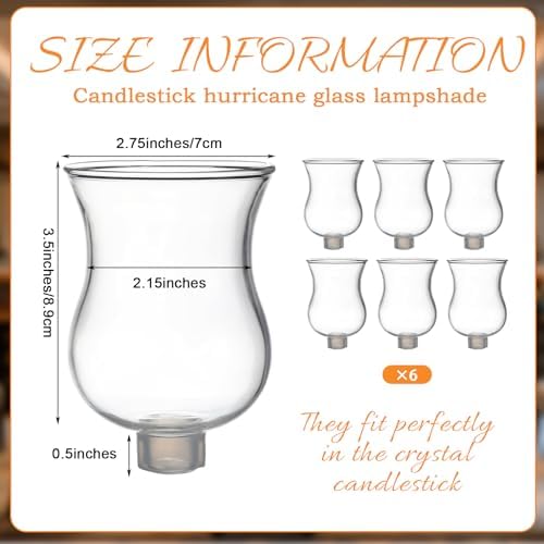 VIHOSE Bulk Set of 6 Clear Peg Votive Holders with Rubber Gasket 3.5" Glass Wholesale Candelabra Hurricane Glass Shades Votive Candleholder Cups for Modern Contemporary Home Decor - Image 2