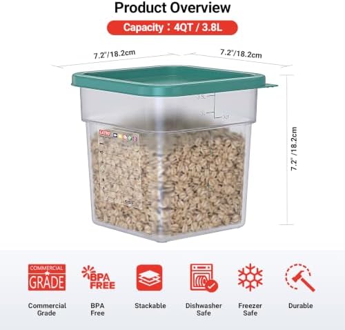 2 QT & 4 QT Commercial Food Storage Containers with Lids, BPA-Free Translucent Square Containers for Kitchen Prep, Baking Ingredients, Pet Food and Dry Food Storage - Image 3