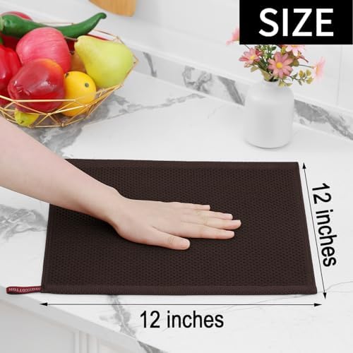 Homaxy 100% Cotton Waffle Weave Kitchen Dish Cloths 8-Pack, Dark Brown - Image 5