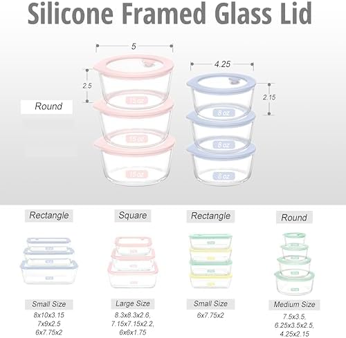 Glass Food Storage Containers with Lids, Plastic Free Semi-Tempered Glass Lids with Silicone Air Vent, Airtight & Leak-Proof Meal Prep Container Set, Oven, Microwave, Freezer & Dishwasher Safe - Image 2