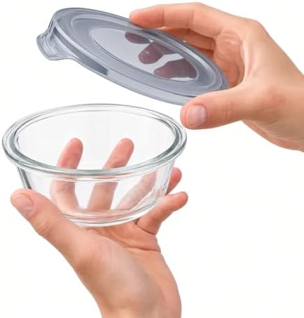 Glass Food Storage Containers with Lids — 8 Piece — 4 Containers + 4 Lids, 13.55 oz Each Glass, BPA-Free Leakproof Stackable Lids, Microwave, Oven & Dishwasher Safe — Ideal for Meal Prep, - Smoke Lid - Image 3