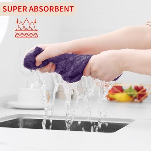 Homaxy 100% Cotton Waffle Weave Kitchen Dish Cloths 24-Pack, Eggplant - Image 3