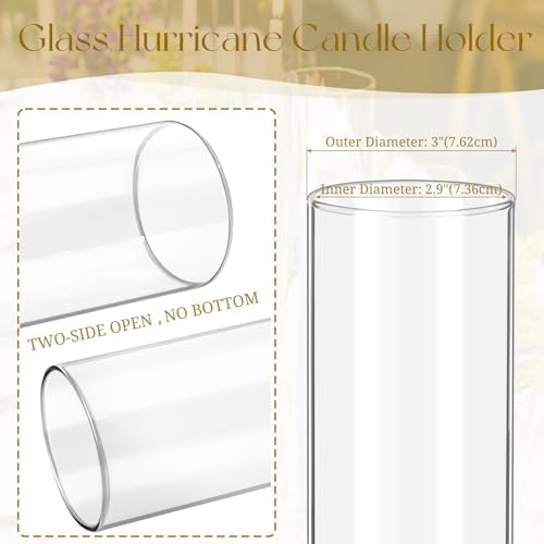 12 Pcs Hurricane Candle Holder Sleeve, H:14" D:3" Clear Glass - Image 3