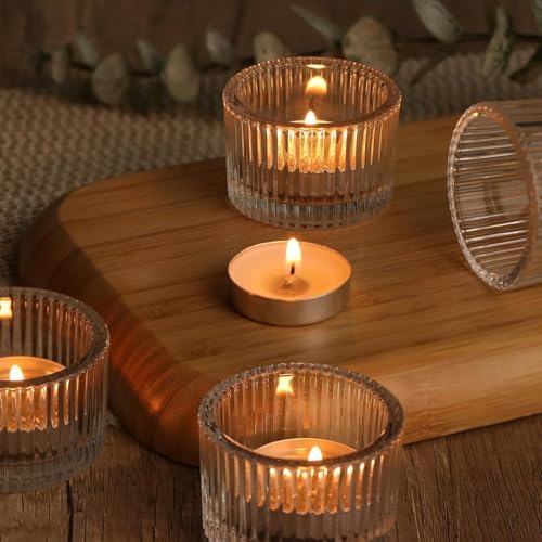 HAVITI 36 Pcs Clear Tealight Candle Holders with 36PCS Tea Lights Candles - Image 6