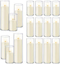 Homjoy 36 PCS Ivory White Pillar Candles with Glass Candle Holders Clear Hurricane Candle Holders Glass Cylinder Vases for Centerpieces Wedding Party, Event, Home Office (18 Candles+18 Candle Hoders) by Homjoy