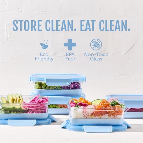 Ello Duraglass Refresh 3.4 Cup Meal Prep Containers, 10 Pc, Halogen Blue - Image 2