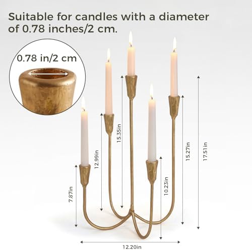 5-Arm Gold Candelabra Candle Holder Detachable Metal Taper Candleholders - Image 3