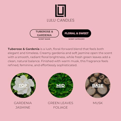 Lulu Candles | Tuberose & Gardenia | Luxury Scented Soy Jar Candle | Hand Poured in The USA | Highly Scented & Long Lasting (9 Oz.) - Image 3