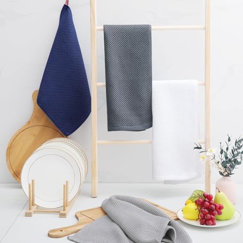 Homaxy 100% Cotton Waffle Weave Kitchen Dish Towels 24-Pack, Light Gray - Image 6