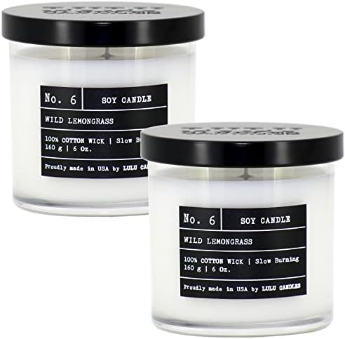 Lulu Candles | Wild Lemongrass | Luxury Scented Soy Jar Candle | Hand Poured in The USA | Highly Scented & Long Lasting (6 Oz. 2 Pack) by LULUCANDLES