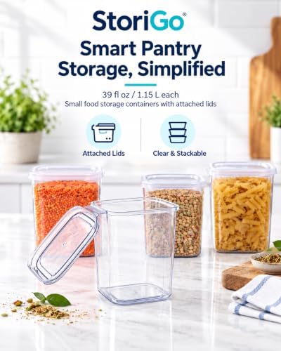 10 Pack 39 oz Small Food Storage Containers with Attached Lids - Image 4