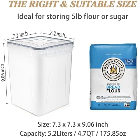 Wildone Flour Storage Containers 5.2L, 4 PCS Food Storage Containers, Gray - Image 3