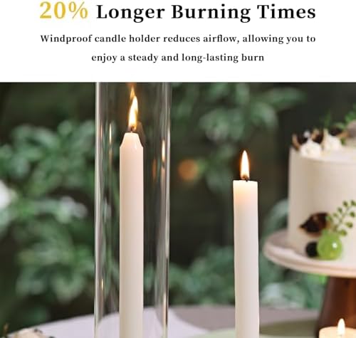 Volens Hurricane Glass Candle Holders- Set of 12 Candlestick Holders 14" H - Image 6