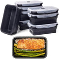 Collapsible Food Storage Containers with Lids, 8 Pack, 40 oz Silicone 1-Compartment Meal Prep Containers Reusable, Lunch Bento Boxes for Adults, Microwave Freezer Dishwasher Safe, BPA-Free, Black by Annaklin
