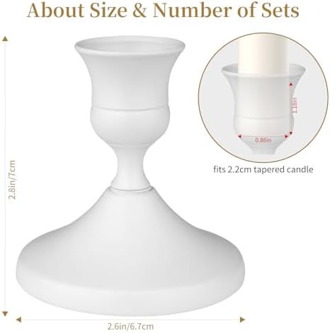 Candle Holders White Set of 12, Vintage Metal Candlestick Holders for Dinner Room Table Centerpiece, Low Metal Candles Sticks for Wedding Centerpieces Christmas Birthday Party - Image 2