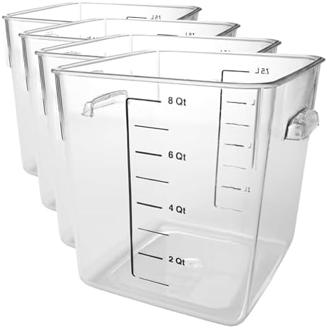 Rubbermaid Commercial Products Space Saving Food Storage Container, 8-Quart, Clear,-40 F to 121 F Temperature Range, Best use for Restaurant Kitchens/Wet and Dry Food/Meats/Pasta,Lid not included by Rubbermaid