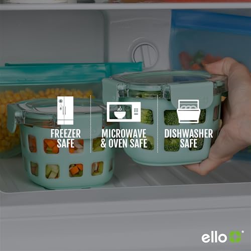 Ello Duraglass 2 Cup Glass Storage Containers with Lids, 2 Pack, Blue - Image 5