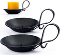 2-Pack Matte Black Iron Pillar Holders, Handle & Safety Spike by Aglary