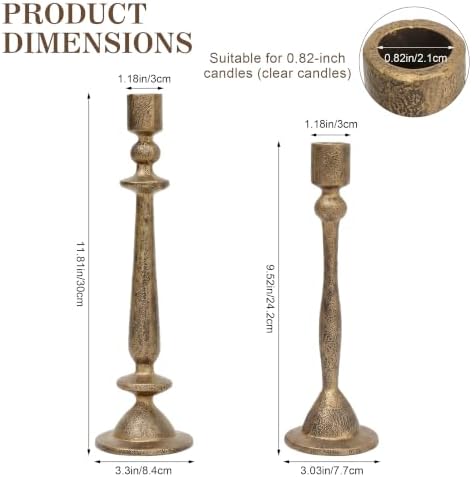 Vintage Gold Cast Iron Taper Candle Holders Set of 2 - Image 3