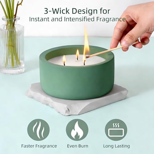 Viyffo 20oz Large Scented Candle - Lemongrass & Bergamot, 3 Wick Home Scented Candle for Women and Men, Non Toxic Soy Candle, Green Ceramic Jar, Luxury Home Fragrance, Room Décor & Birthday Gift - Image 2