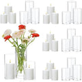 UDU 24 Pcs White Pillar Candles and Glass Cylinder Vases, Hurricane Pillar Candle Holder Vases for Wedding Centerpieces Table Party Home Decor(3.2" X 4.7", 6", 8") by Unknown