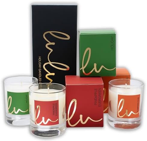 Lulu Candles Holiday, Pineapple Evergreen & Pumpkin Chai, 2.7 Oz Gift Set - Image 2