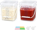 ASEVAT 2 Pack 1 gallon (4L/4.2 Qt) Square Food Storage Containers with Lids & Scoops, BPA-Free Pantry Organizer Bins for Flour, Rice, Sugar, Cereal & Pasta, Clear Graduated Stackable Dry-Goods Storage by ASEVAT