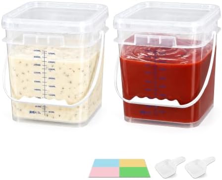 ASEVAT 2 Pack 1 gallon (4L/4.2 Qt) Square Food Storage Containers with Lids & Scoops, BPA-Free Pantry Organizer Bins for Flour, Rice, Sugar, Cereal & Pasta, Clear Graduated Stackable Dry-Goods Storage by ASEVAT