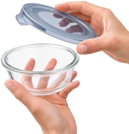 Glass Food Storage Containers with Lids — 4 Piece — 2 Containers + 2 Lids, 13.55 oz Each Glass, BPA-Free Leakproof Stackable Lids, Microwave, Oven & Dishwasher Safe — Ideal for Meal Prep, - Smoke Lid - Image 3