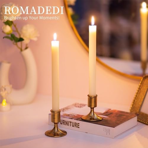 Romadedi Gold Candlestick Candle Holders for Taper, 2 PCS Gold Brass Color Candle Stick Candle Holder for Table Centerpiece, Wedding Reception, Festive Christmas Mantel Decoration or Home Decor - Image 4