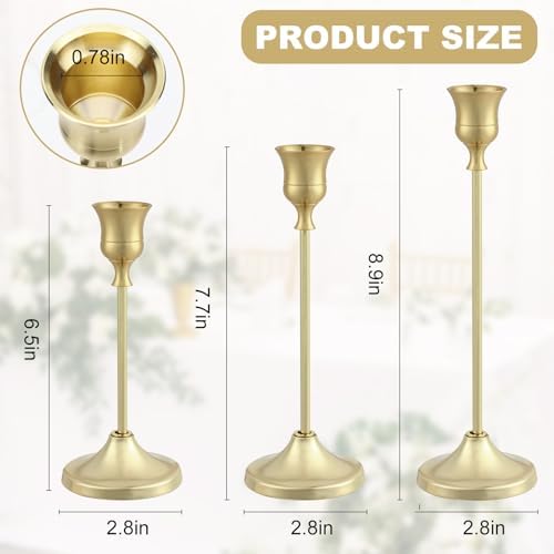 Candlestick Holders 4 Sets(12 Pcs), Gold Candle Holders with Anti-Slip Pad, Metal Taper Candle Holder, Candle Holder for Wedding Fireplace Mantel Housewarming Gift - Image 2