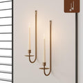 Metal Wall Candle Sconce Holder Set of 2 Wall Mount Candle Holder Pillar Holder Brass Modern Wall Candle Sconces Hanging for Living Room Farmhouse Fireplace Wedding by WOLAOJA