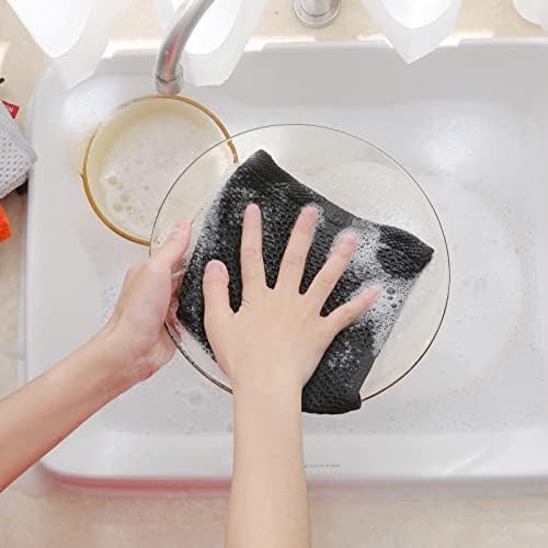 Homaxy 100% Cotton Waffle Weave Kitchen Dish Cloths 8-Pack, Black - Image 4